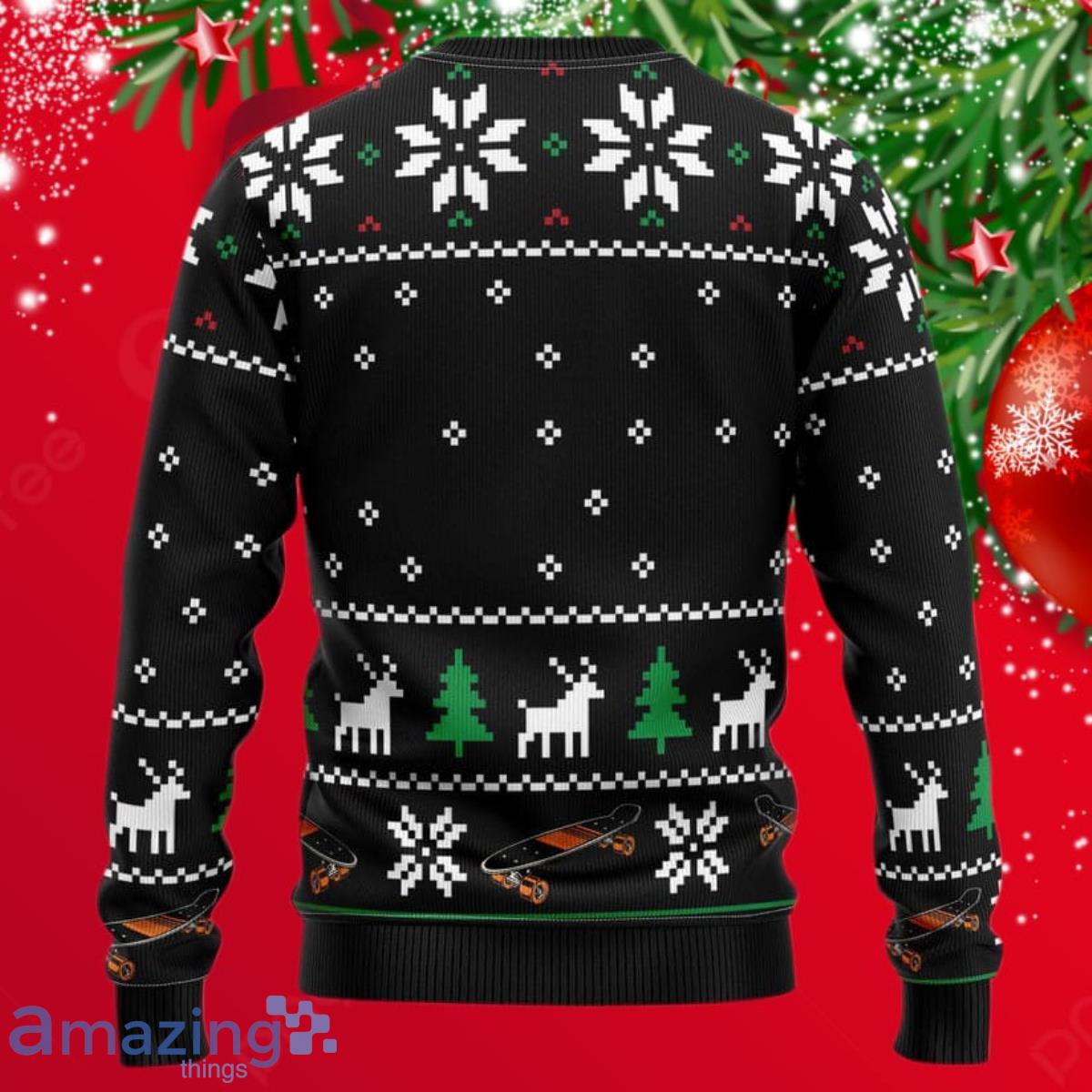 Ho Ho Ho Santa Claus Skateboard Ugly Christmas Sweater Impressive Gift For Men And Women image Ho Ho Ho Santa Claus Skateboard Ugly Christmas Sweater Impressive Gift For Men And Women Product Photo 1