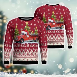 Hollywood, Maryland, Hollywood Volunteer Fire Department Antique Engine AOP Ugly Sweater Christmas Holiday Gift Product Photo 1