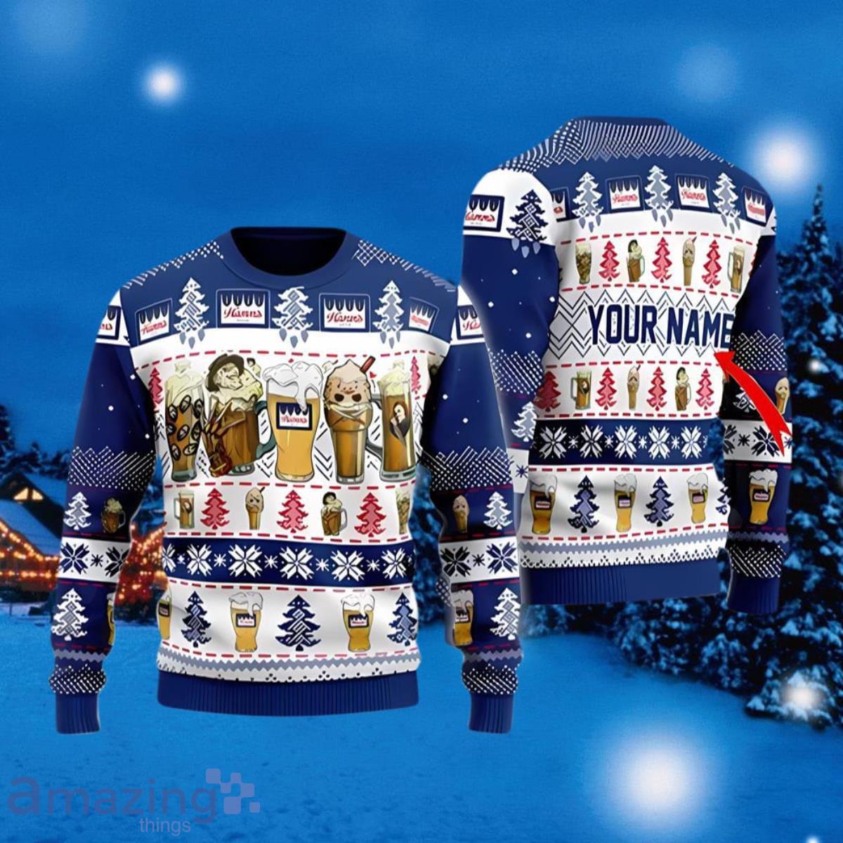 Horror Characters Hamm Beer Custom Name Ugly Christmas Sweater Best Gift For Loved Ones image Horror Characters Hamm Beer Custom Name Ugly Christmas Sweater Best Gift For Loved Ones Product Photo 1