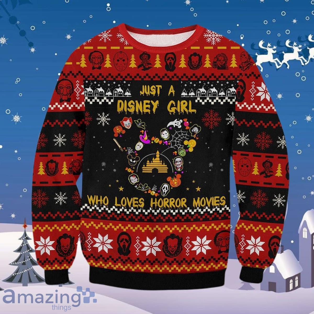 Horror Disney Girl Ugly Christmas Sweater Best Gift For Men And Women image Horror Disney Girl Ugly Christmas Sweater Best Gift For Men And Women Product Photo 1