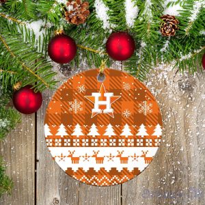 Houston Astros Ceramic Ornament Christmas Pixel Art Tartan Background Product Photo 2