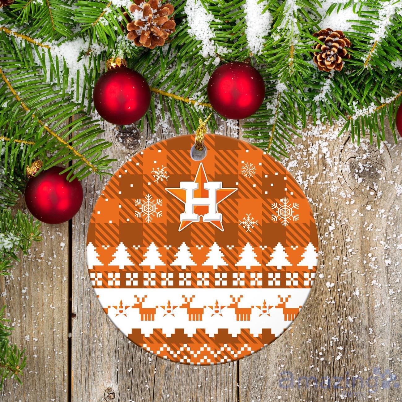 Houston Astros Ceramic Ornament Christmas Pixel Art Tartan Background image Houston Astros Ceramic Ornament Christmas Pixel Art Tartan Background Product Photo 2