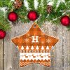 Houston Astros Ceramic Ornament Christmas Pixel Art Tartan Background