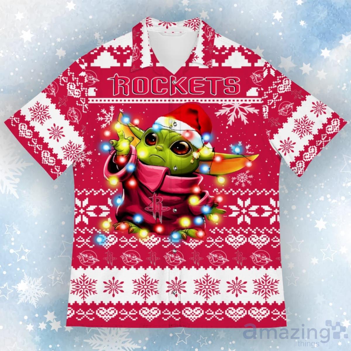 Houston Rockets Baby Yoda Star Wars Christmas Hawaiian Shirt image Houston Rockets Baby Yoda Star Wars Christmas Hawaiian Shirt - Houston Rockets Baby Yoda Star Wars Christmas Hawaiian Shirt 1