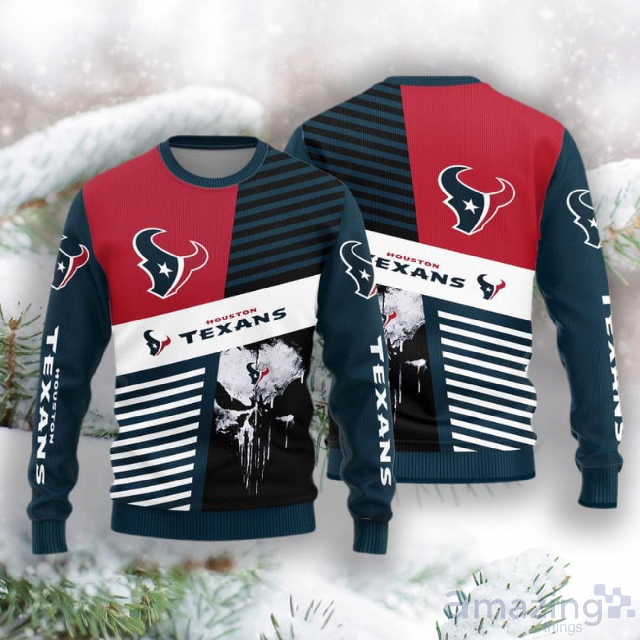 Houston Texans Skull Pattern Hot Trending Ugly Sweater For Fans image Houston Texans Skull Pattern Hot Trending Ugly Sweater For Fans Product Photo 1