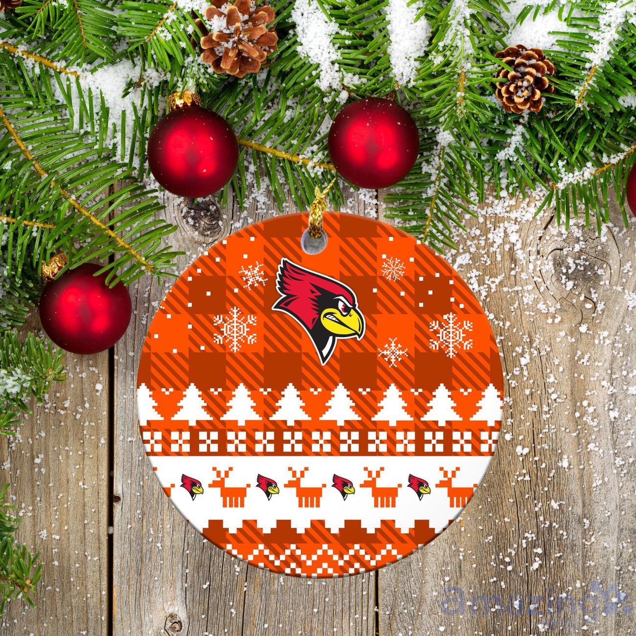Illinois State Redbirds Ceramic Ornament Christmas Pixel Art Tartan Background image Illinois State Redbirds Ceramic Ornament Christmas Pixel Art Tartan Background Product Photo 2