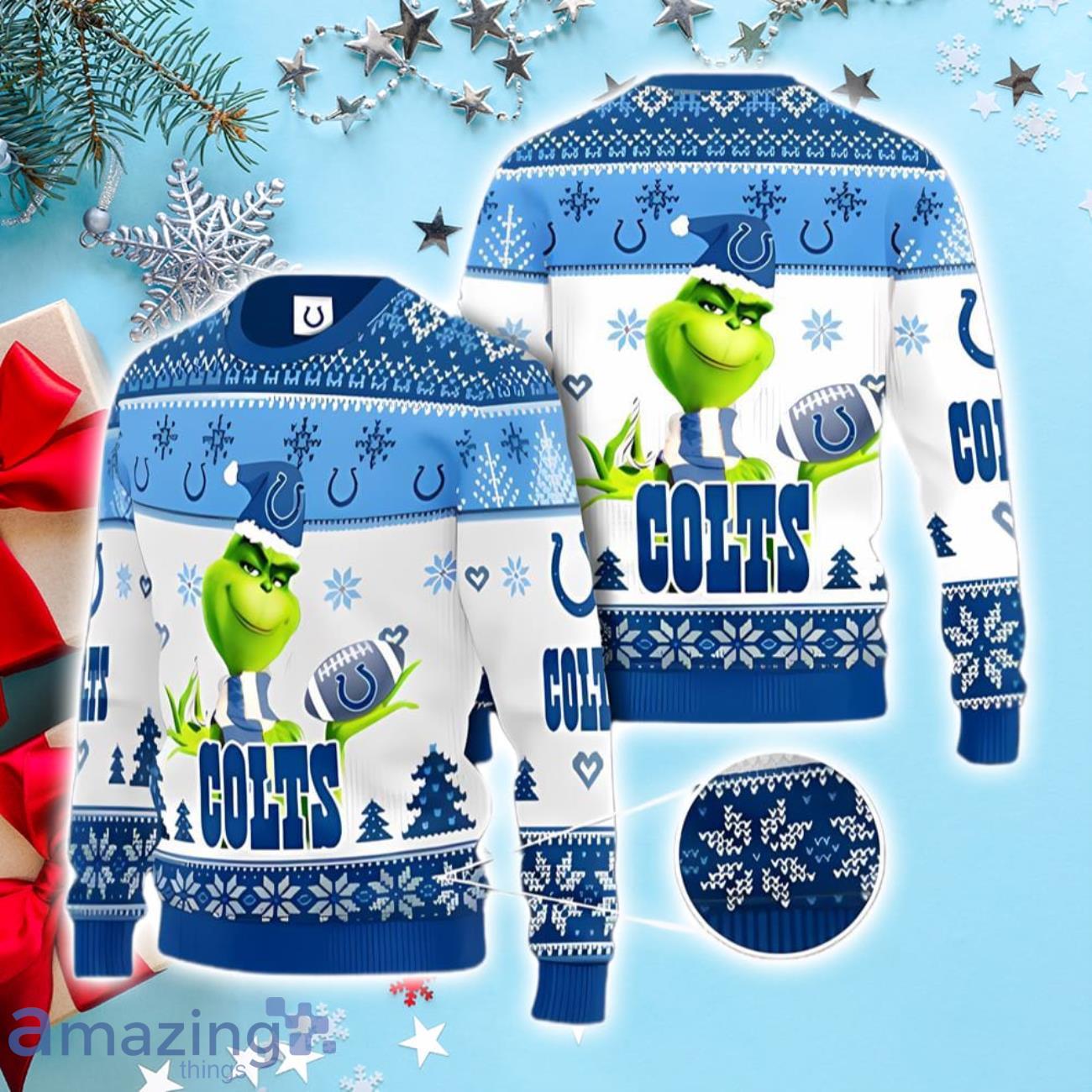 Indianapolis Colts Christmas Ugly Sweater Print Funny Grinch Show Your Team  Spirit