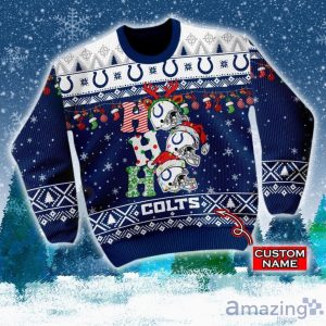 Indianapolis Colts NFL Christmas Hohoho Ugly Christmas Sweater Custom Name Product Photo 2