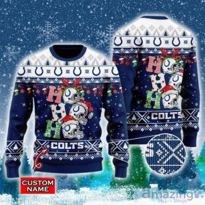 Indianapolis Colts NFL Christmas Hohoho Ugly Christmas Sweater Custom Name Product Photo 1