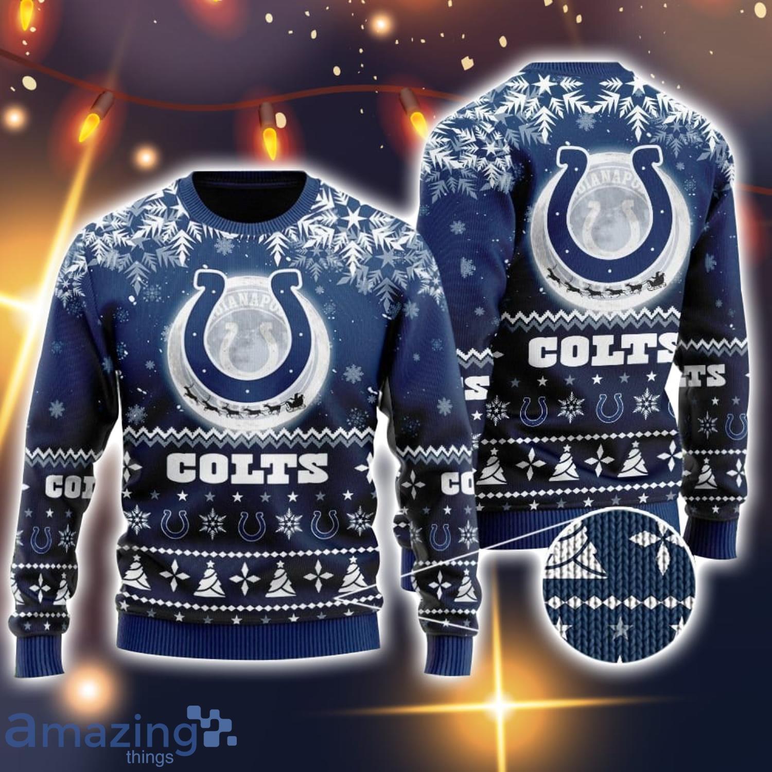 Indianapolis Colts Santa Claus In The Moon 3D Christmas Sweater Product Photo 1