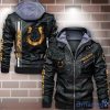 Indianapolis Colts Striped Style Leather Jacket For Fans