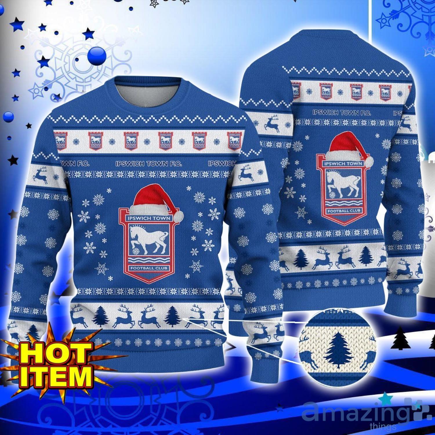 Ipswich Town F.C EPL League Cup Ugly Christmas Sweater Christmas Hoilday Gift image Ipswich Town F.C EPL League Cup Ugly Christmas Sweater Christmas Hoilday Gift Product Photo 1
