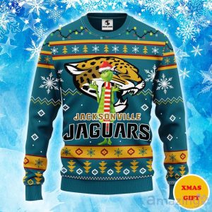 Jacksonville Jaguars Funny Grinch Christmas Ugly Sweater Product Photo 1