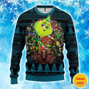 Jacksonville Jaguars Grinch Hug Christmas Ugly Sweater Product Photo 1