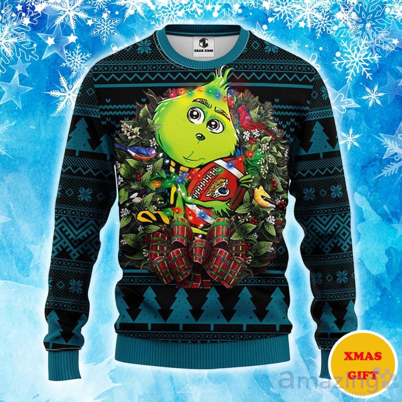 Jacksonville Jaguars Grinch Hug Ugly Sweater Gift For Christmas