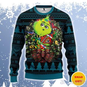 Jacksonville Jaguars Grinch Hug Ugly Sweater Gift For Christmas