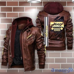 Jeep Wrangler Striped Leather Jacket Best Gift For Men Father's Day Gift Product Photo 2