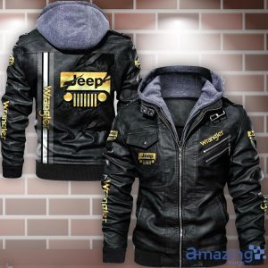 Jeep Wrangler Striped Leather Jacket Best Gift For Men Father's Day Gift Product Photo 1