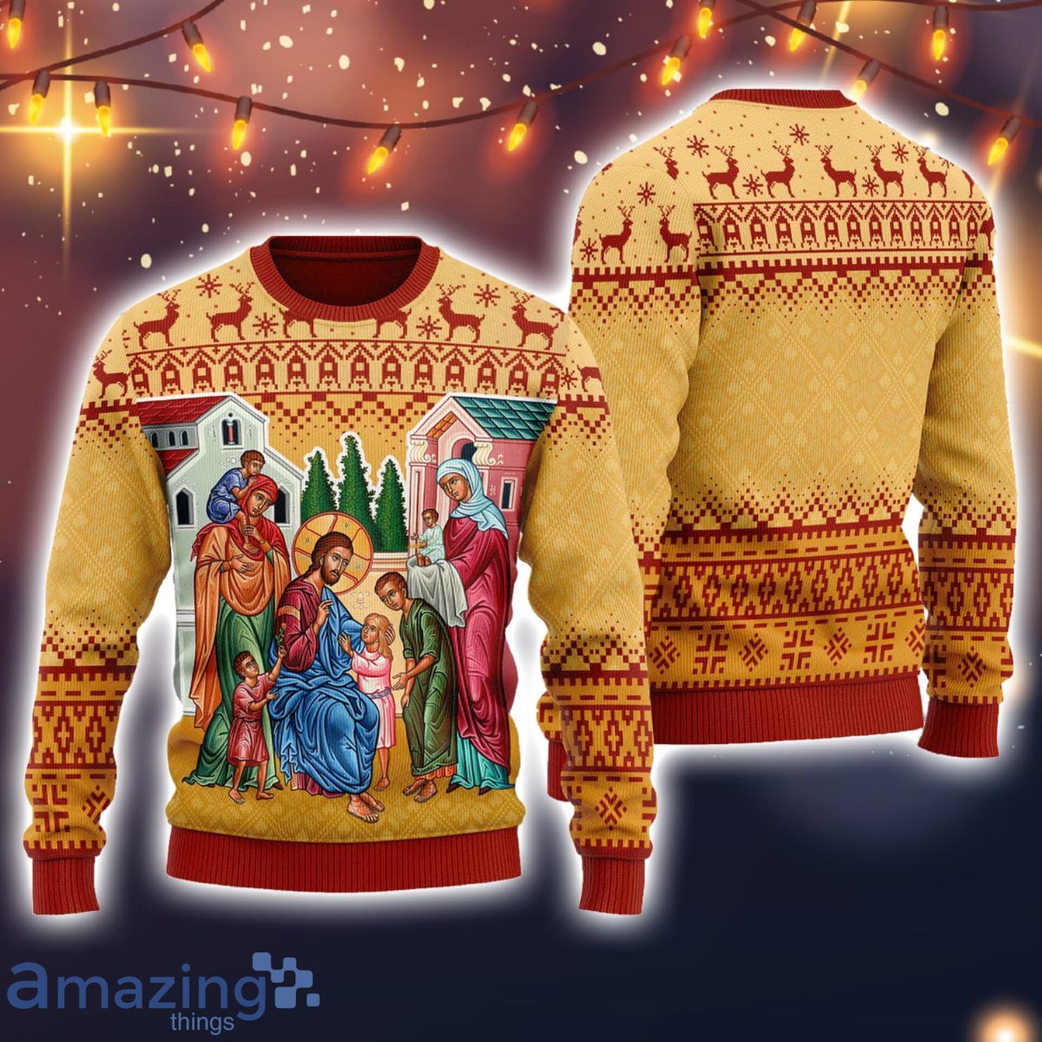 Jesus Christ and The Children Ugly Christmas Sweater Christmas Gifts Unisex image Jesus Christ and The Children Ugly Christmas Sweater Christmas Gifts Unisex Product Photo 1