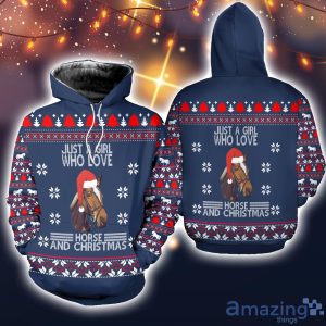 Just A Girl Who Loves Christmas And Horse 3D All Over Printed Ugly Christmas Sweater Sweatshirt Hoodie Christmas Gift Product Photo 3