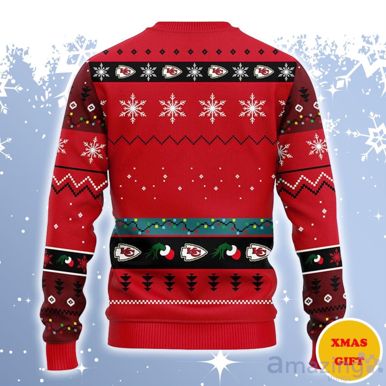 Kansas City Chiefs Ugly Christmas Sweater - Festive 12 Grinch Xmas Day  Design - NFL Ugly Christmas Sweaters