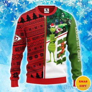 Kansas City Chiefs Grinch & Scooby-Doo Christmas Ugly Sweater Product Photo 1