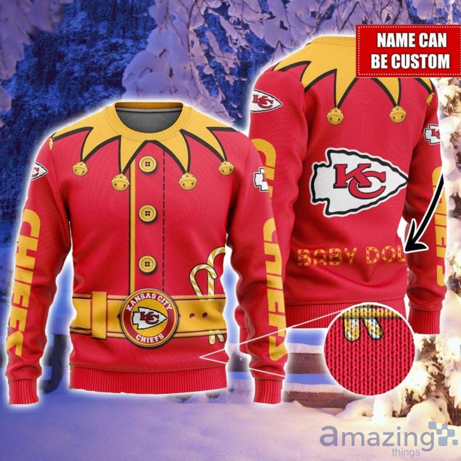 Snow Santa Pattern Logo Kansas City Chiefs Christmas Tree Ugly Christmas  Sweater - Banantees