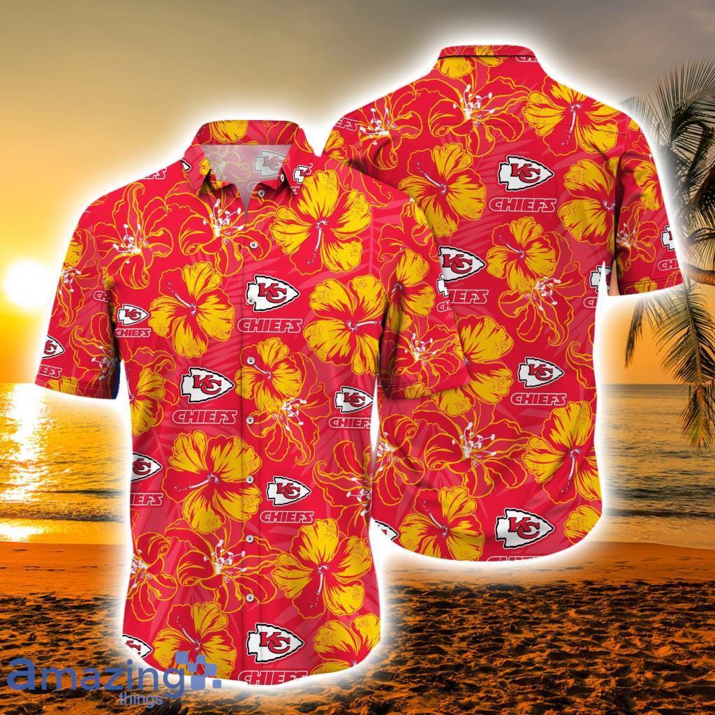 Kansas City Chiefs Hawaiian Shirt Yellow Hibiscus Flower Best Beach Gift