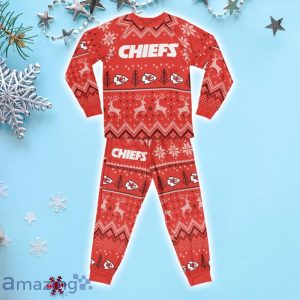 Kansas City Chiefs Ugly Christmas Raglan Pajamas Set Product Photo 2