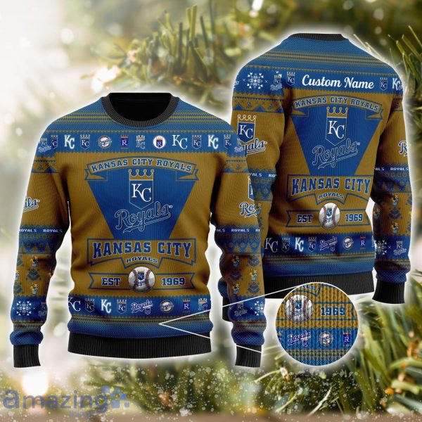 Kansas City Royals Football Team Logo Custom Name Christmas Gift 3D Sweater