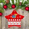 Kansas Jayhawks Ceramic Ornament Christmas Pixel Art Tartan Background