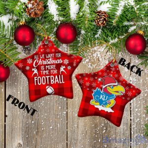 Kansas Jayhawks Ceramic Ornament Christmas Pixel Art Tartan Background Gift For Xmas Product Photo 2