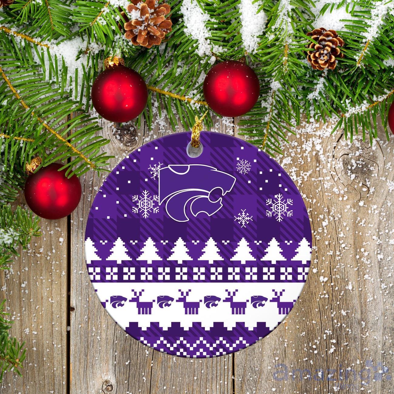 Kansas State Wildcats Ceramic Ornament All We Want For Christmas Is More Time For Football image Kansas State Wildcats Ceramic Ornament All We Want For Christmas Is More Time For Football Product Photo 2