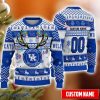 Kentucky Wildcats Reindeer Pattern Special Custom Name And Number Ugly Christmas Sweater NCAA Fans Gifft
