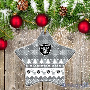 Las Vegas Raiders Ceramic Ornament Christmas Pixel Art Tartan Background Product Photo 1