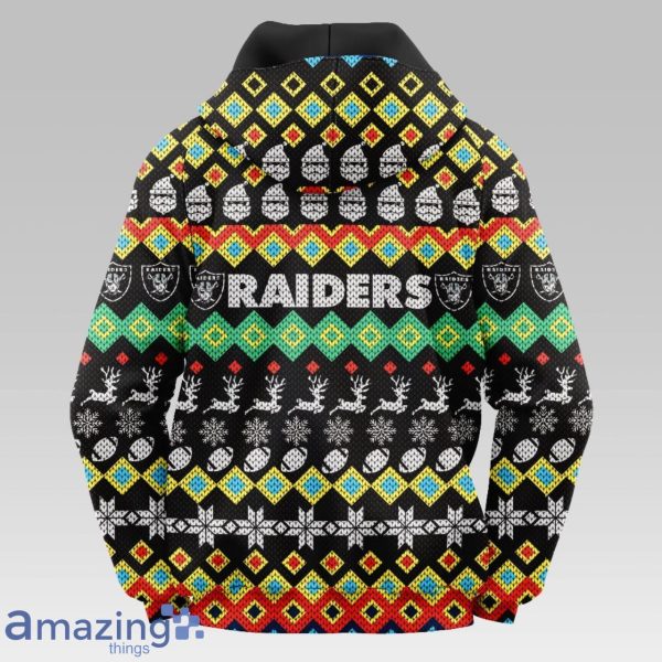 Las Vegas Raiders Colorful Christmas Hooded Sweater Product Photo 2