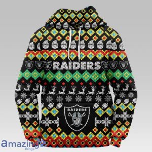 Las Vegas Raiders Colorful Christmas Hooded Sweater Product Photo 1
