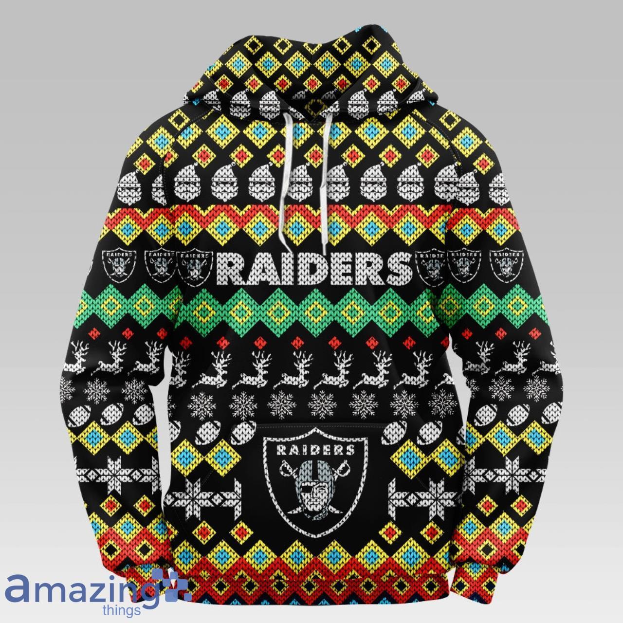 Las Vegas Raiders Colorful Christmas Hooded Sweater Product Photo 1