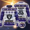 Las Vegas Raiders Fans Logo Snowflake Pattern Ugly Christmas Sweater Purple