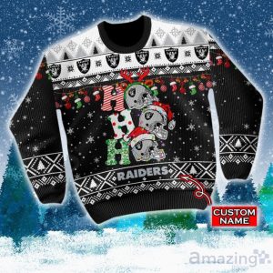 Las Vegas Raiders NFL Christmas Hohoho Ugly Christmas Sweater Custom Name Product Photo 2