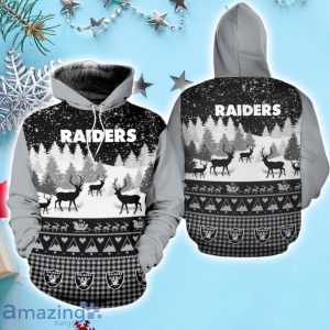 Las Vegas Raiders Snow Reindeer Christmas Hoodie Product Photo 1