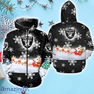 Las Vegas Raiders Snow Reindeer Santa Claus Christmas Hoodie Product Photo 2