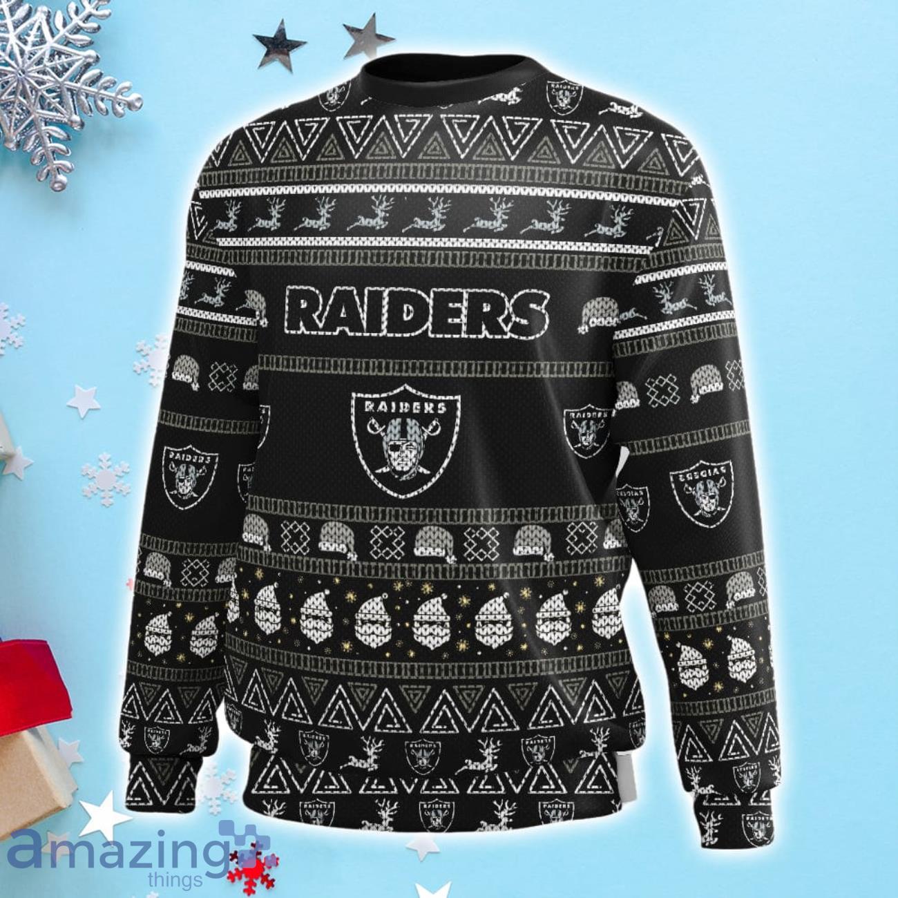 Las Vegas Raiders Snowflakes Pattern Ugly Christmas Sweater