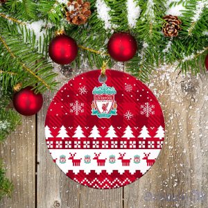 Liverpool Ceramic Ornament Christmas Pixel Art Tartan Background Product Photo 2