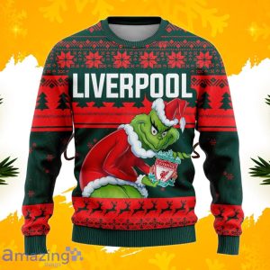 Liverpool Grinch Ugly Christmas Sweater Custom Number & Name Product Photo 2