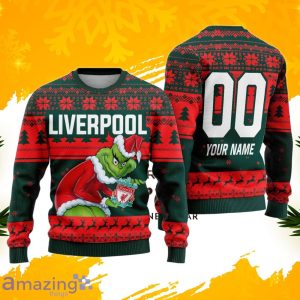 Liverpool Grinch Ugly Christmas Sweater Custom Number & Name Product Photo 1