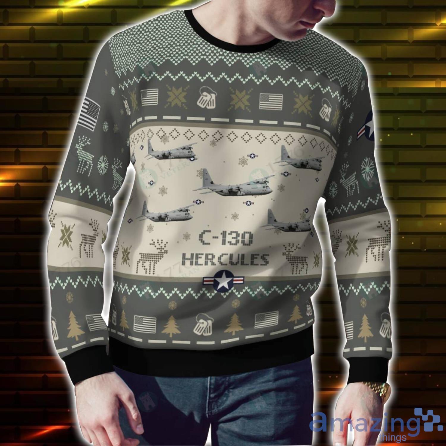 Lockheed C 130 Hercules C130 Aircraft Ugly Christmas Sweater Veteran Christmas Gift Sweater image Lockheed C-130 Hercules C130 Aircraft Ugly Christmas Sweater Veteran Christmas Gift Sweater Product Photo 2