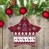 Los Angeles Angels Ceramic Ornament Christmas Pixel Art Tartan Background