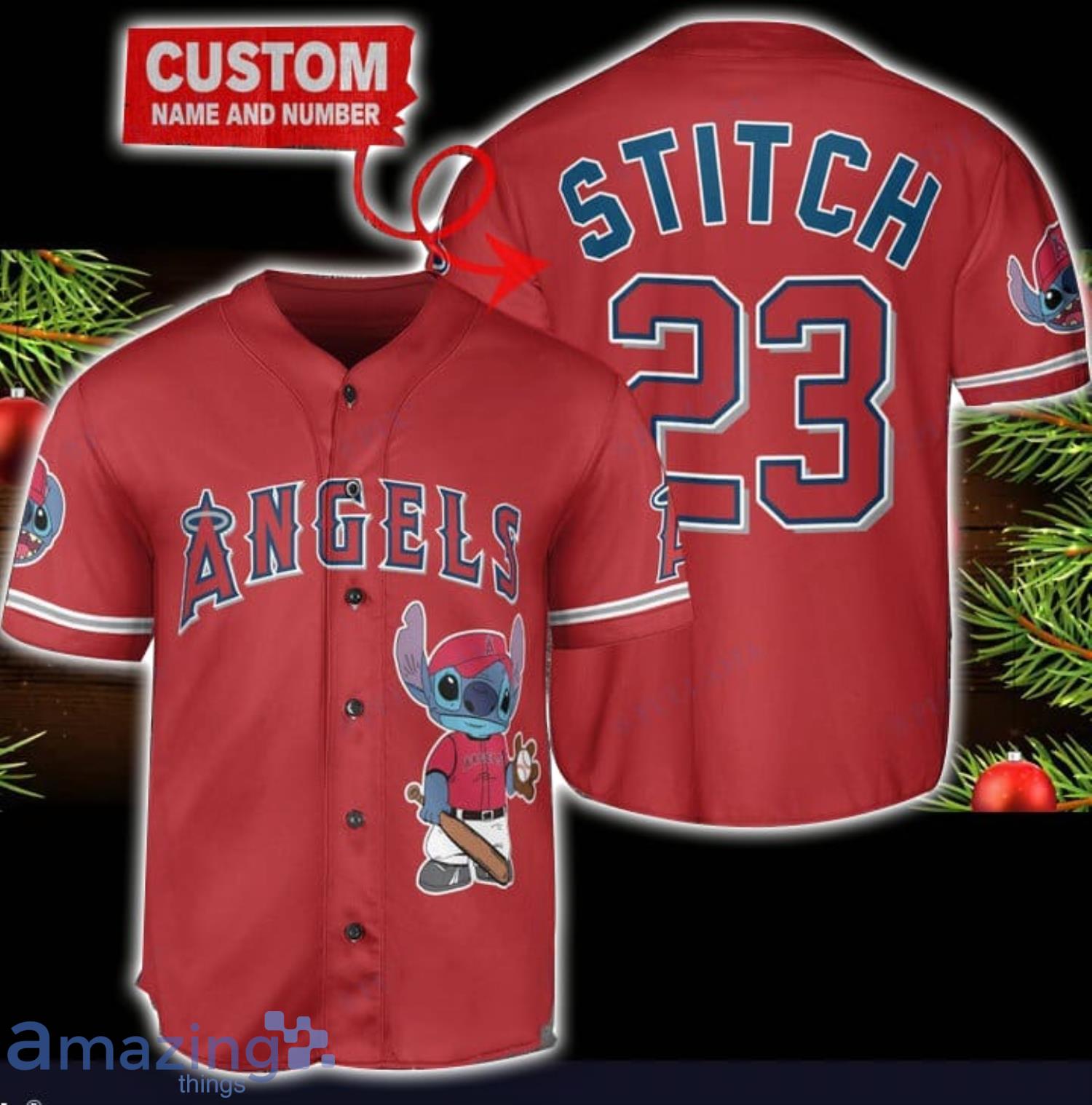 Los Angeles Angels Personalized Name MLB Fans Stitch Baseball Jersey Shirt  Red