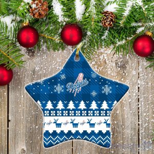 Los Angeles Dodgers Ceramic Ornament Christmas Pixel Art Tartan Background Product Photo 1